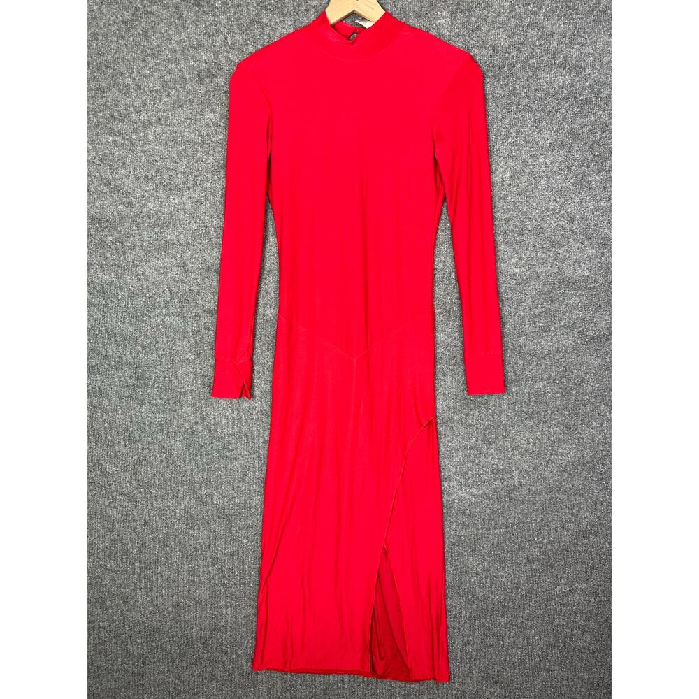 NWT We Are HAH Southern Lady Maxi Dress High Slit Open Back XS padded shoulder‎